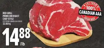 Red grill prime rib roast chef style