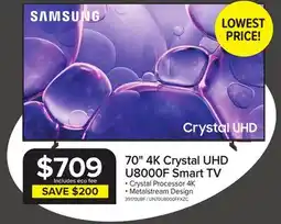 Leon's Samsung 70 4K Crystal UHD U8000F Smart TV offer