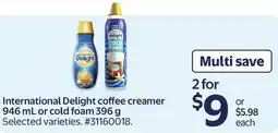Walmart International Delight coffee creamer offer