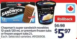 Walmart Chapman's super sandwich novelties offer