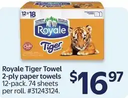 Walmart Royale Tiger Towel 2-ply paper towels offer