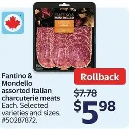 Walmart Fantino & Mondello assorted Italian charcuterie meats offer