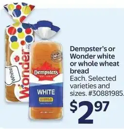 Walmart Dempster's or Wonder white or whole wheat bread offer