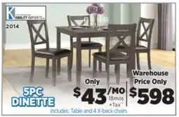 Surplus Furniture Julio Grey 5-Piece Dinette Set offer