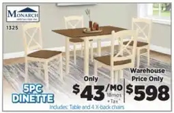 Surplus Furniture Cream & Oak 5-Piece Dinette Set offer