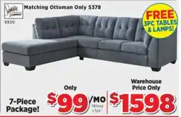 Surplus Furniture Marleton Denim 2-Piece Left Chaise Sectional offer