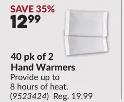 Princess Auto 40 pk of 2 Hand Warmers offer