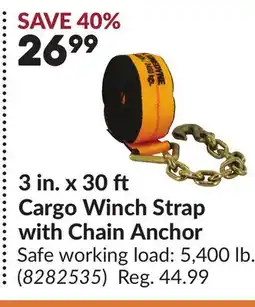 Princess Auto 3 in. x 30 Cargo Winch Strap with Chain Anchor offer