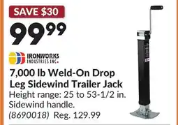 Princess Auto 7,000 lb Weld-On Drop Leg Sidewind Trailer Jack offer