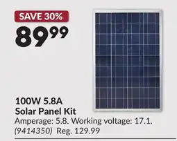Princess Auto 100W 5.8A Solar Panel Kit offer