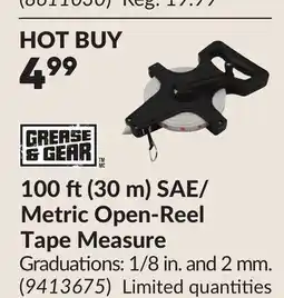 Princess Auto 100 ft(30 m) SAE/ Metric Open-Reel Tape Measure offer