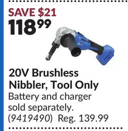 Princess Auto 20V Brushless Nibbler, Tool Only offer