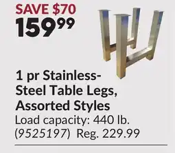 Princess Auto 1 pr Stainless- Steel Table Legs, Assorted Styles offer