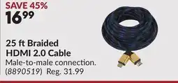 Princess Auto 25 ft Braided HDMI 2.0 Cable offer