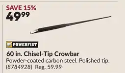 Princess Auto 60 in. Chisel-Tip Crowbar offer