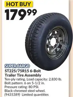 Princess Auto ST225/75R15 6-Bolt Trailer Tire Assembly offer
