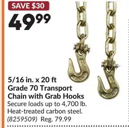 Princess Auto 5/16 in. x 20 Grade 70 Transport Chain with Grab Hooks offer