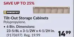 Princess Auto 6 Bin. Dimensions: 23-5/8L x 3-1/2W x 4-1/2H in. Tilt-Out Storage Cabinets offer