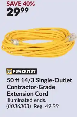 Princess Auto 50 ft 14/3 Single-Outlet Contractor-Grade Extension Cord offer