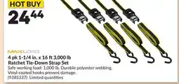 Princess Auto 4 pk 1-1/4 in. x 16 ft3,000 lb Ratchet Tie-Down Strap Set offer
