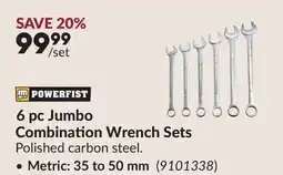 Princess Auto 6 pc Jumbo Combination Wrench Sets offer