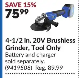 Princess Auto 4-1/2 in. 20V Brushless Grinder offer