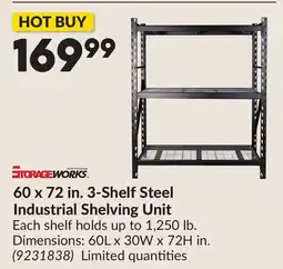 Princess Auto STORAGE WORKS 60 x 72 in. 3-Shelf Steel Industrial Shelving Unit offer