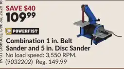 Princess Auto Combination 1 in. Belt Sander and 5 in. Disc Sander offer
