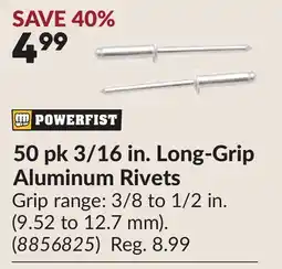 Princess Auto 50 pk 3/16 in. Long-Grip Aluminum Rivets offer