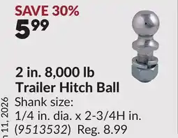 Princess Auto 2 in. 8,000 lb Trailer Hitch Ball offer