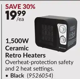 Princess Auto 1,500W Ceramic Retro Heaters offer