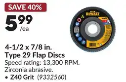 Princess Auto Z40 Grit 4-1/2 x 7/8 in. Type 29 Flap Discs offer