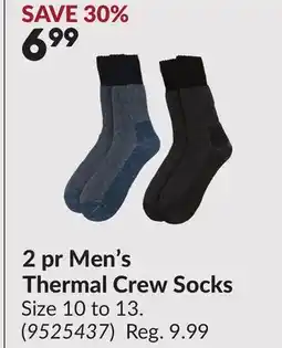 Princess Auto 2 pr Men's Thermal Crew Socks offer