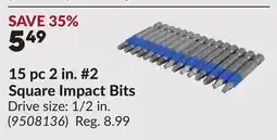 Princess Auto 15 pc 2 in. #2 Square Impact Bits offer