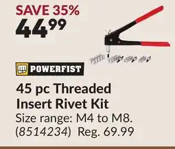 Princess Auto 45 pc Threaded Insert Rivet Kit offer