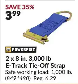 Princess Auto 2 x 8 in. 3,000 lb E-Track Tie-OffStrap offer
