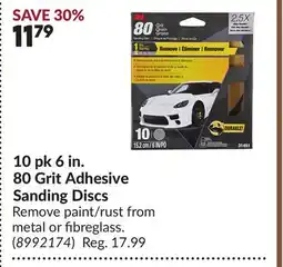 Princess Auto 10 pk 6 in. 80 Grit Adhesive Sanding Discs offer