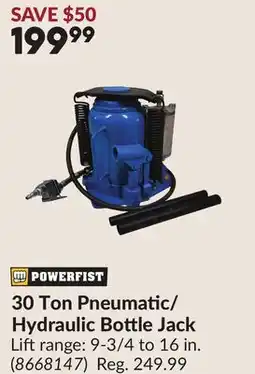 Princess Auto 30 Ton Pneumatic/ Hydraulic Bottle Jack offer
