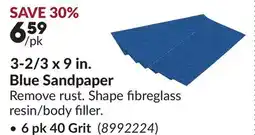 Princess Auto 6 pk 40 Grit 3-2/3 x 9 in. Blue Sandpaper offer