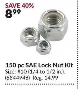 Princess Auto 150 pc SAE Lock Nut Kit offer