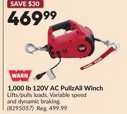 Princess Auto WARN 1,000 lb 120V AC PullzAll Winch offer