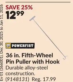 Princess Auto 36 in. Fifth-Wheel Pin Puller with Hook offer