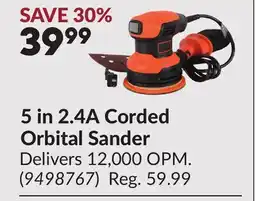 Princess Auto 5 in 2.4A Corded Orbital Sander offer