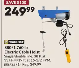 Princess Auto 880/1,760 lb Electric Cable Hoist offer