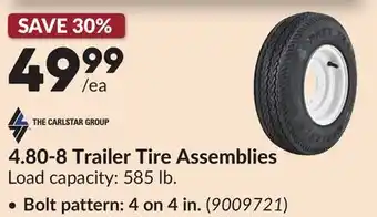 Princess Auto 4.80-8 Trailer Tire Assemblies offer