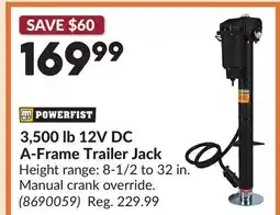 Princess Auto 3,500 lb 12V DC A-Frame Trailer Jack offer