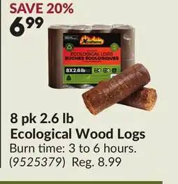 Princess Auto 8 pk 2.6 lb Ecological Wood Logs offer
