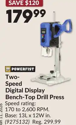 Princess Auto Two- Speed Digital Display Bench-Top Drill Press offer