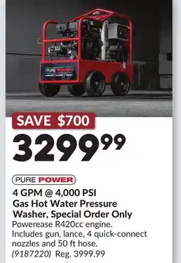 Princess Auto 4 GPM @ 4,000 PSI Gas Hot Water Pressure Washer, Special Order Only offer