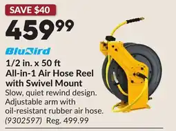 Princess Auto 1/2 in. x 50 All-in-1 Air Hose Reel with Swivel Mount offer